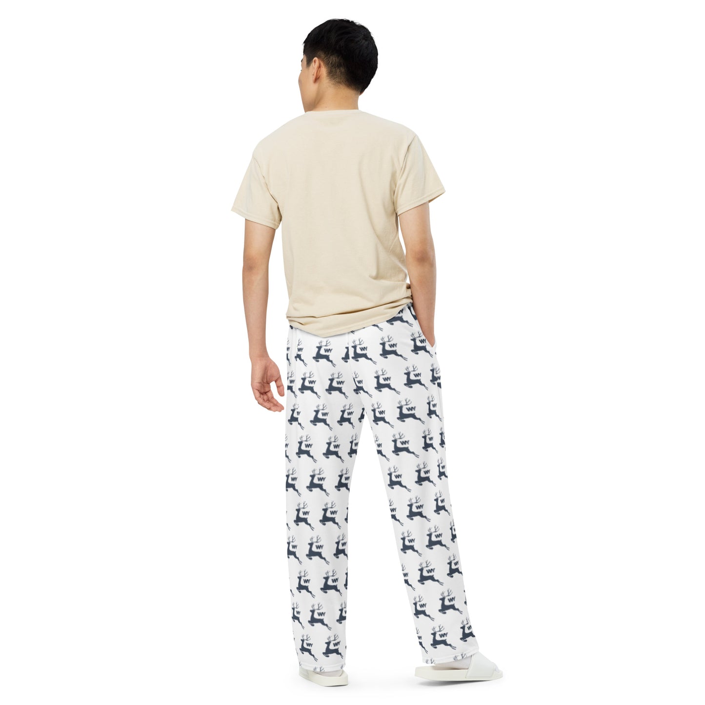 Gray Reindeer unisex wide-leg pajama pants