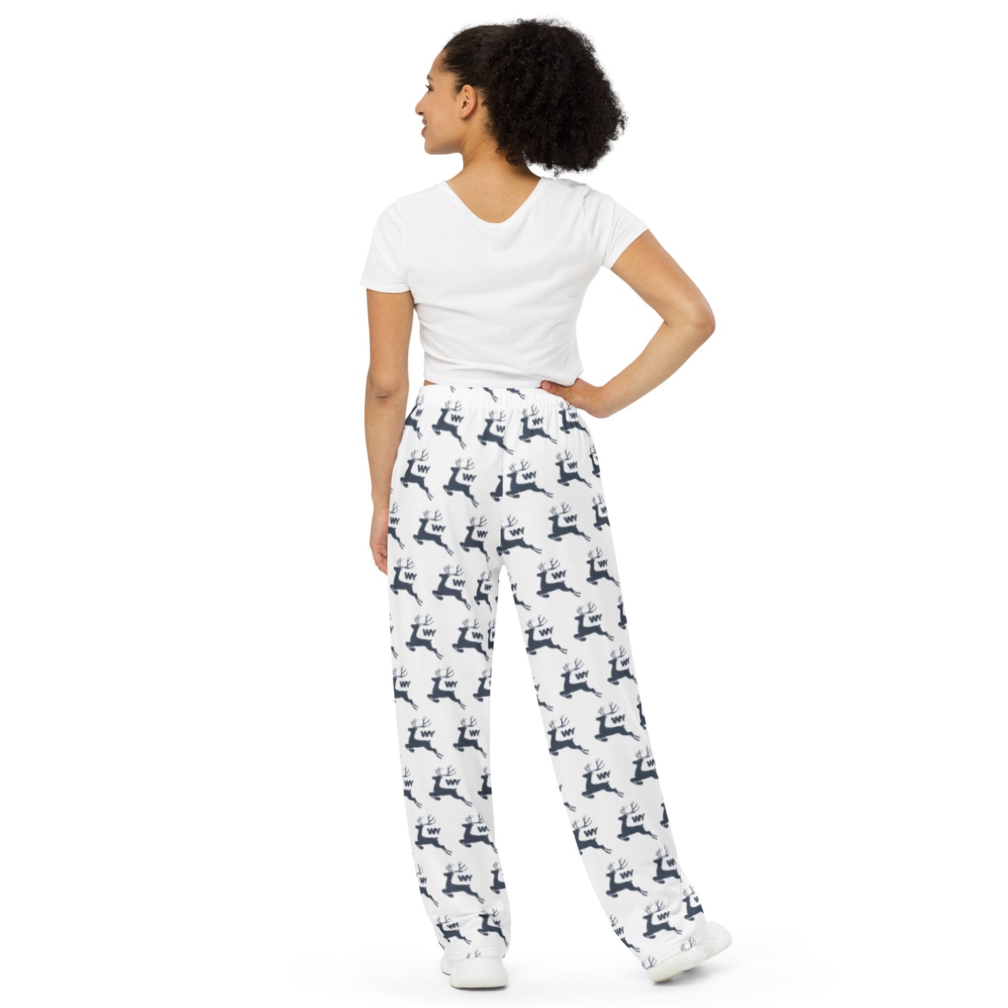 Gray Reindeer unisex wide-leg pajama pants