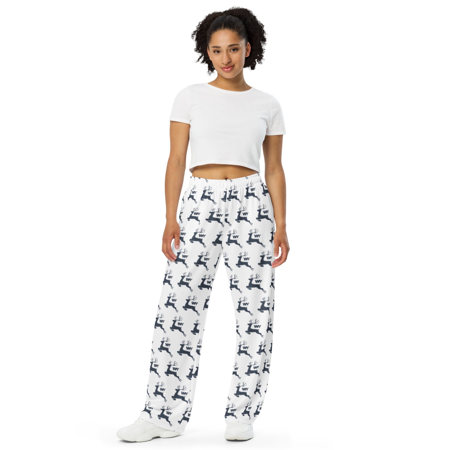 Gray Reindeer unisex wide-leg pajama pants