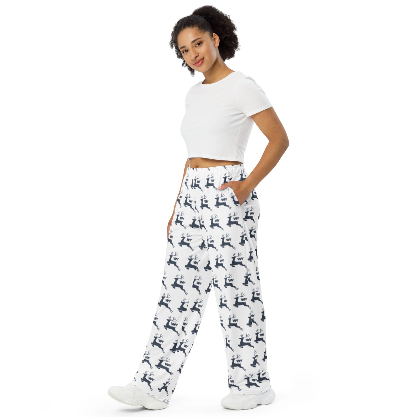 Gray Reindeer unisex wide-leg pajama pants