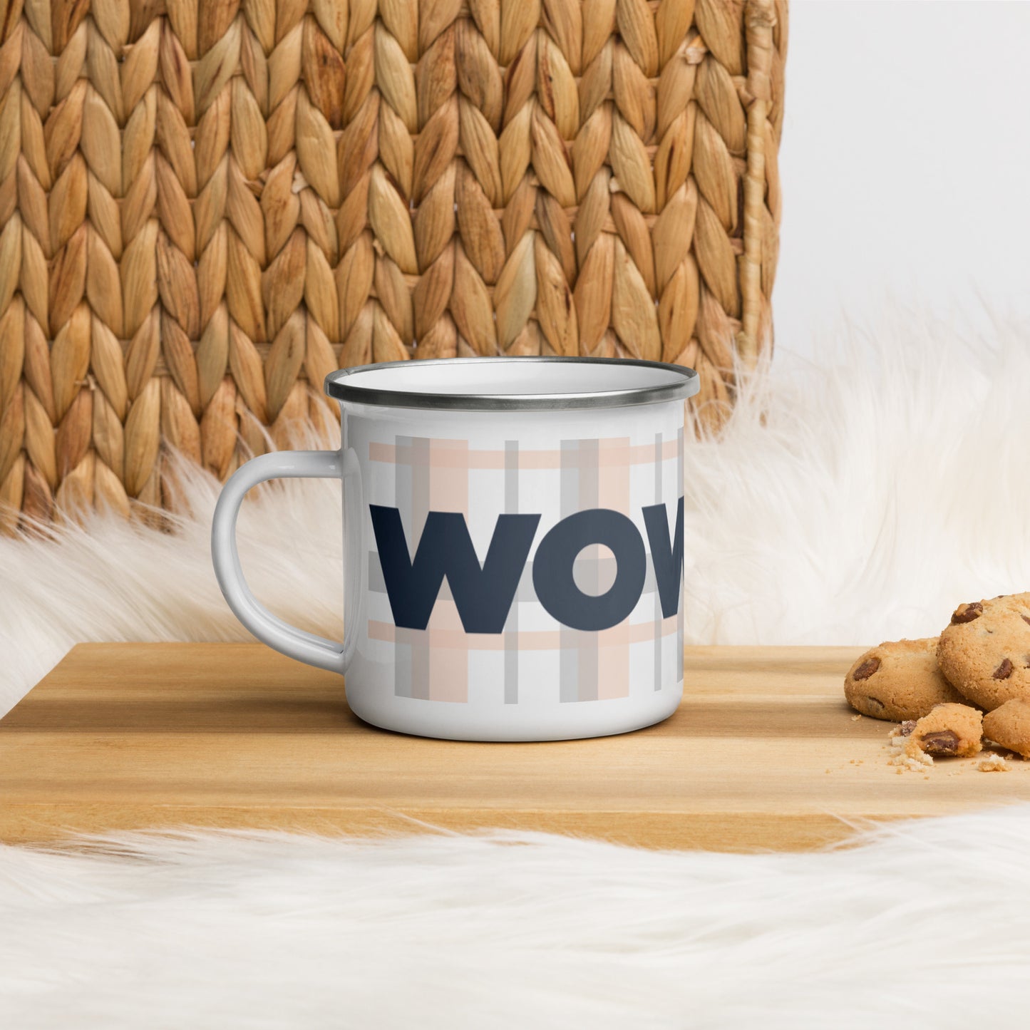 Enamel Mug (Patterned classic gray logo)