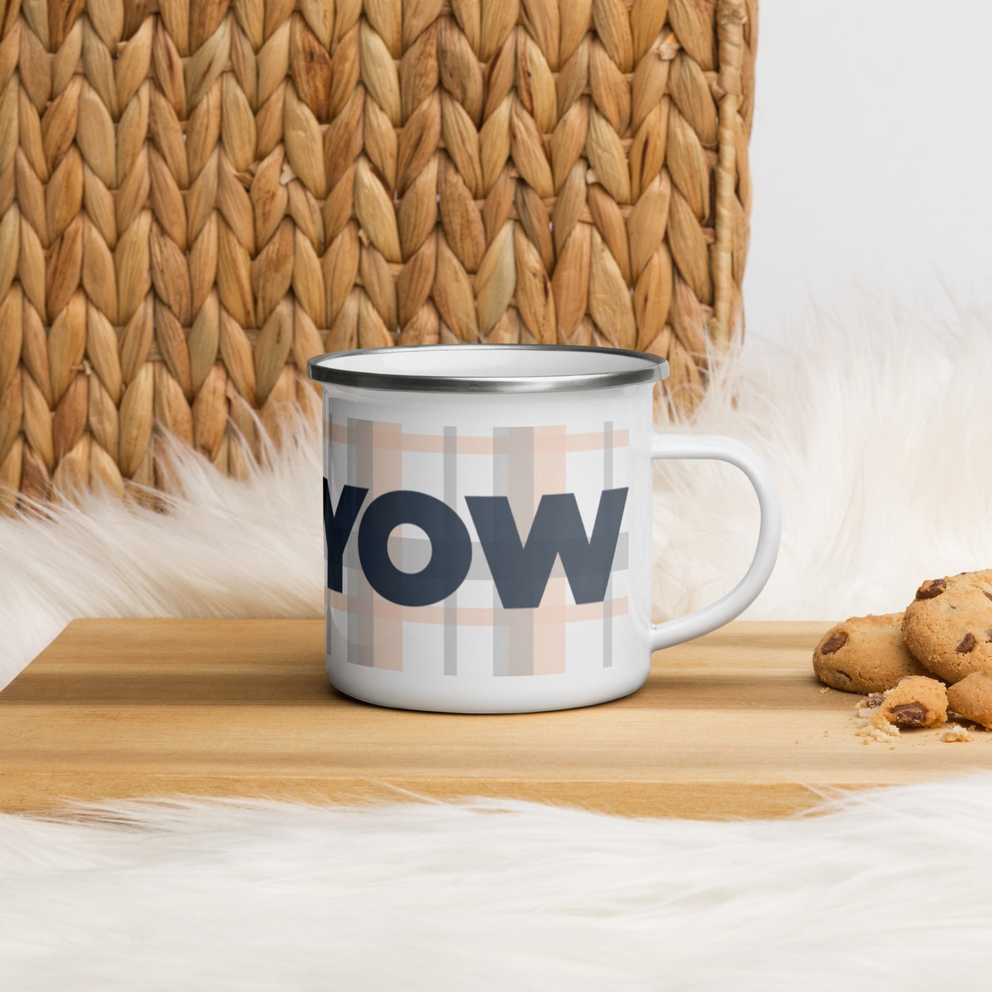 Enamel Mug (Patterned classic gray logo)