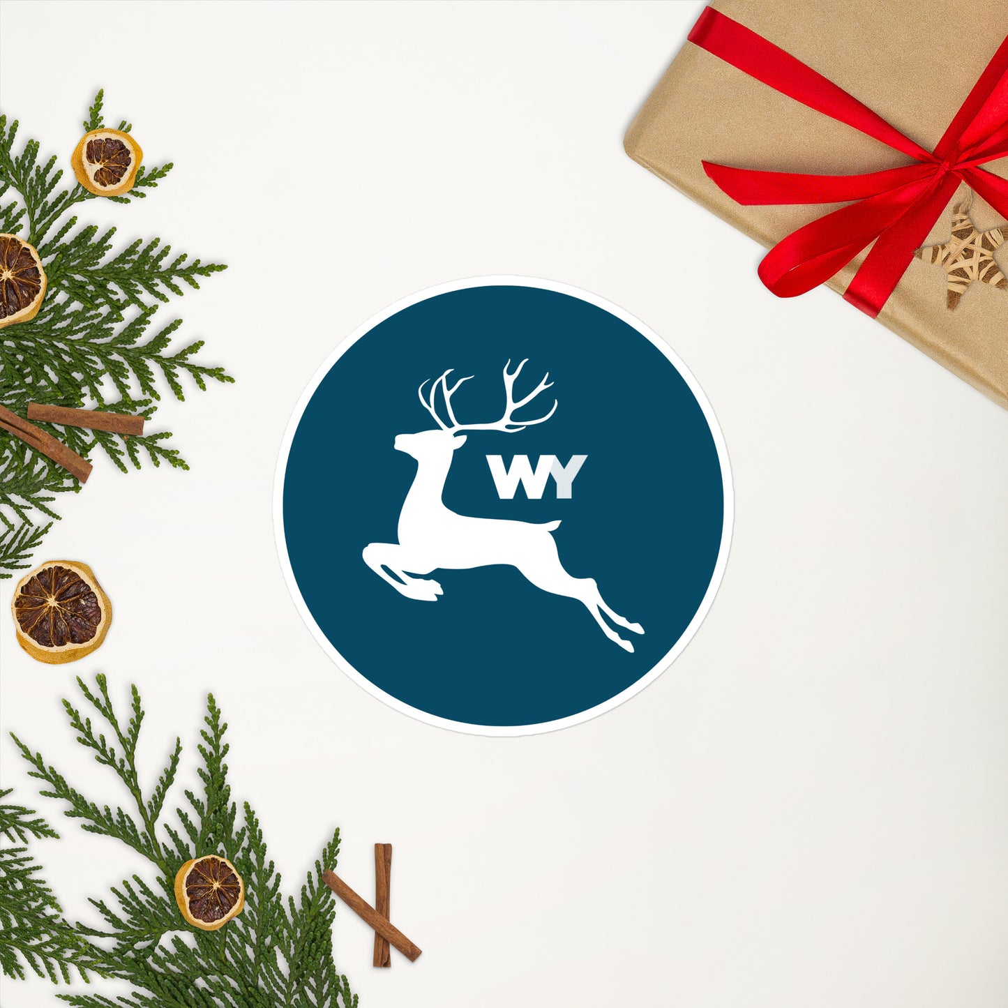 Navy Blue Reindeer Sticker