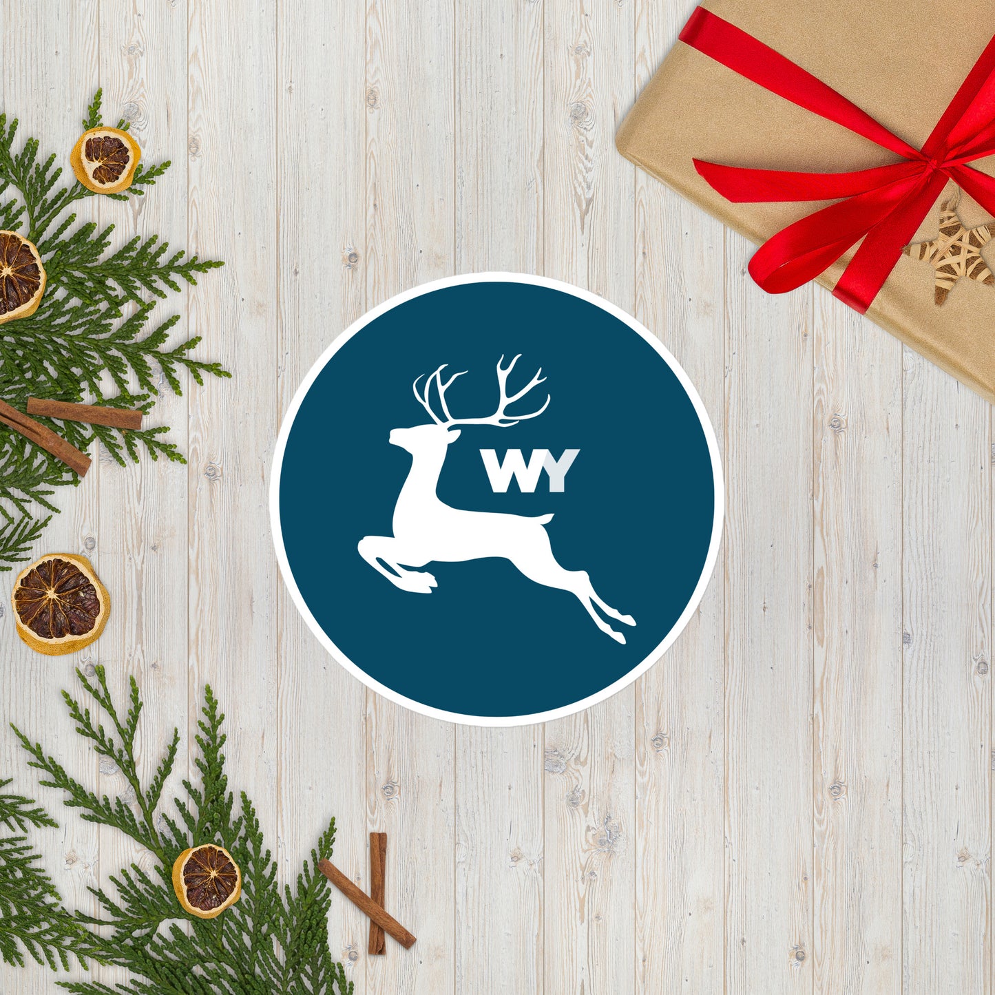 Navy Blue Reindeer Sticker