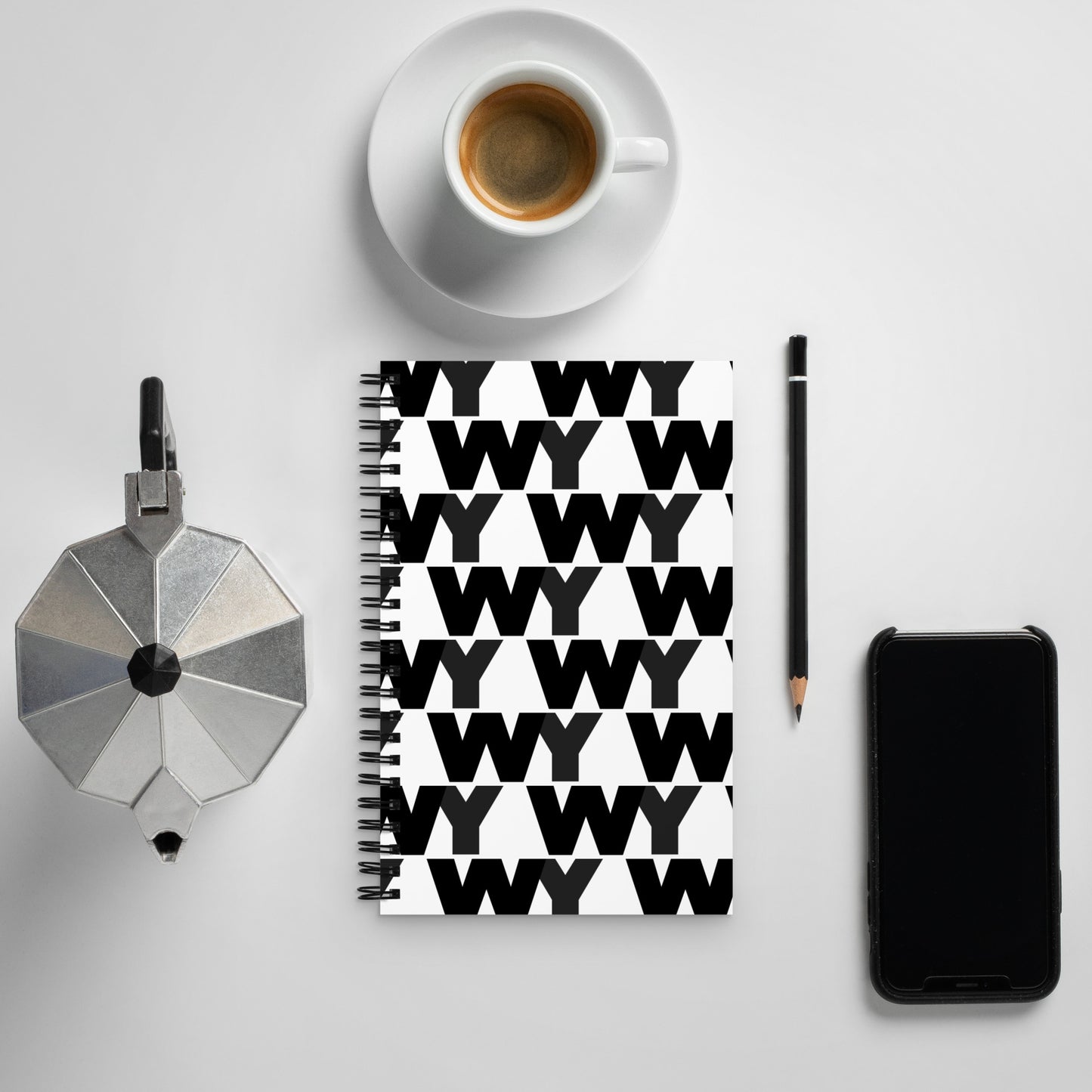 Spiral notebook (Patterned classic black abv. logo)