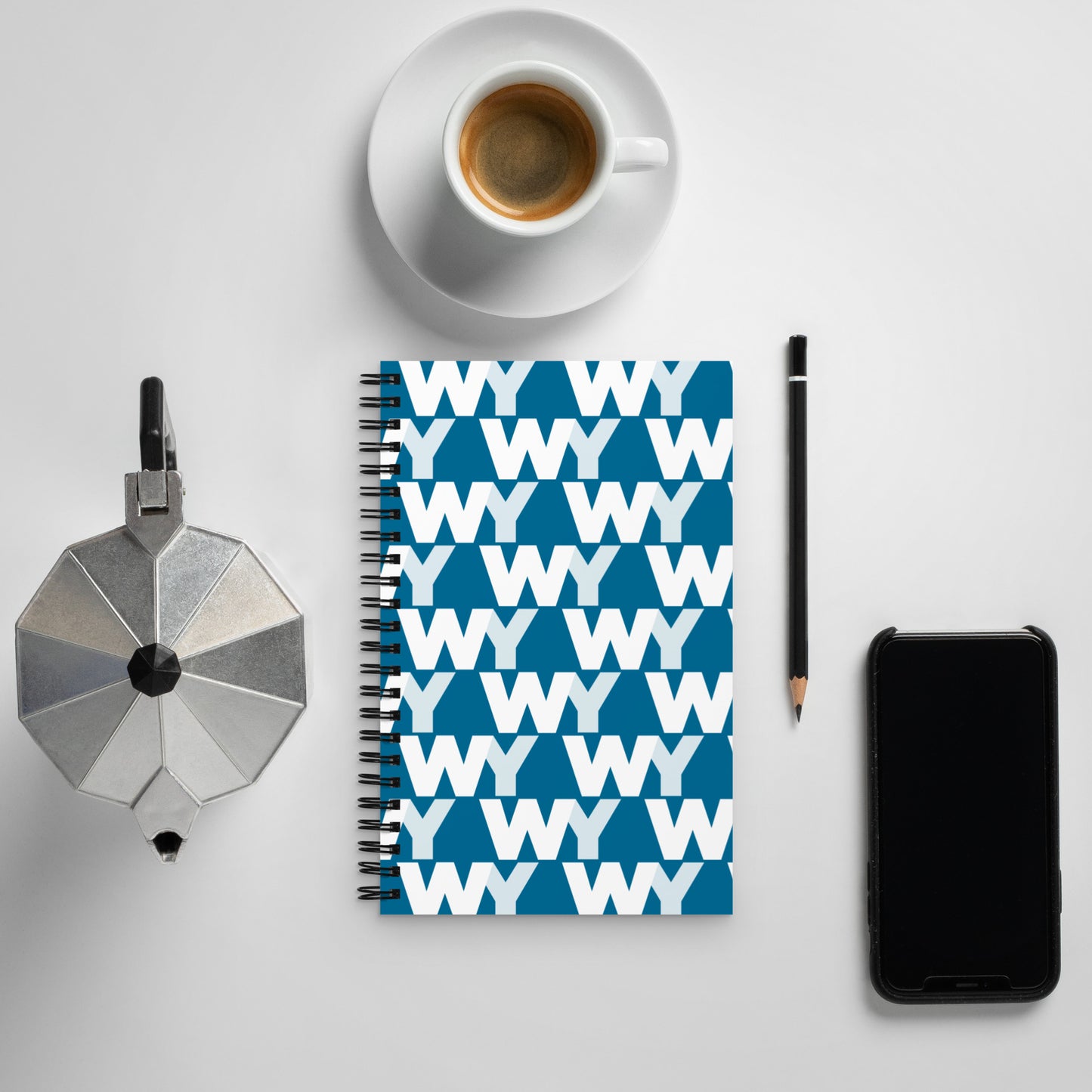 Spiral notebook (patterned classic white abv logo)