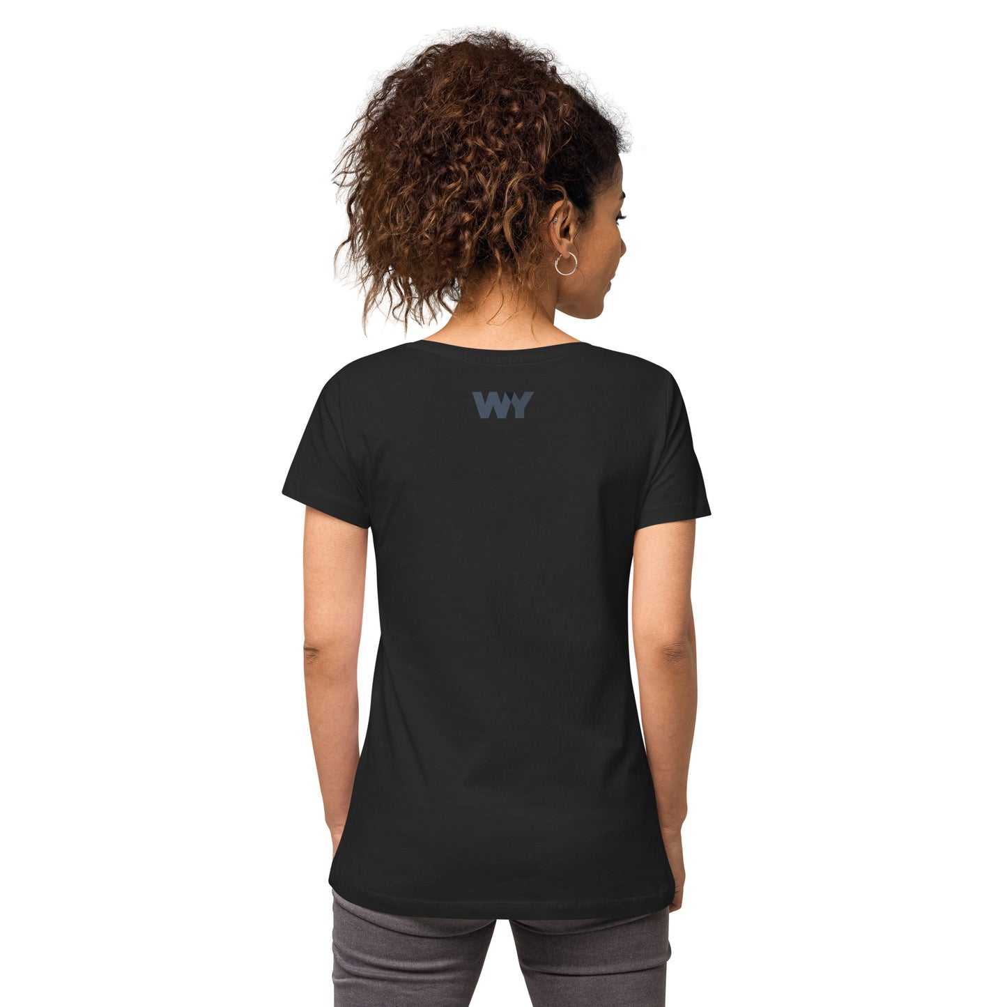 Women’s fitted v-neck t-shirt (Classic gray abv. logo)