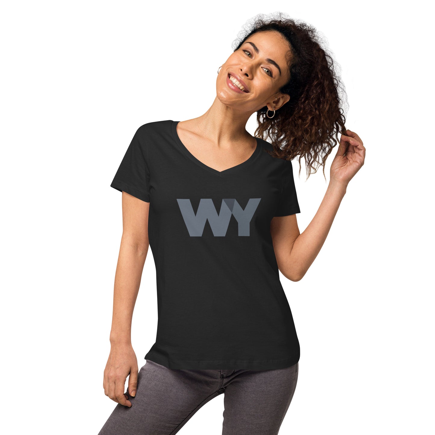 Women’s fitted v-neck t-shirt (Classic gray abv. logo)