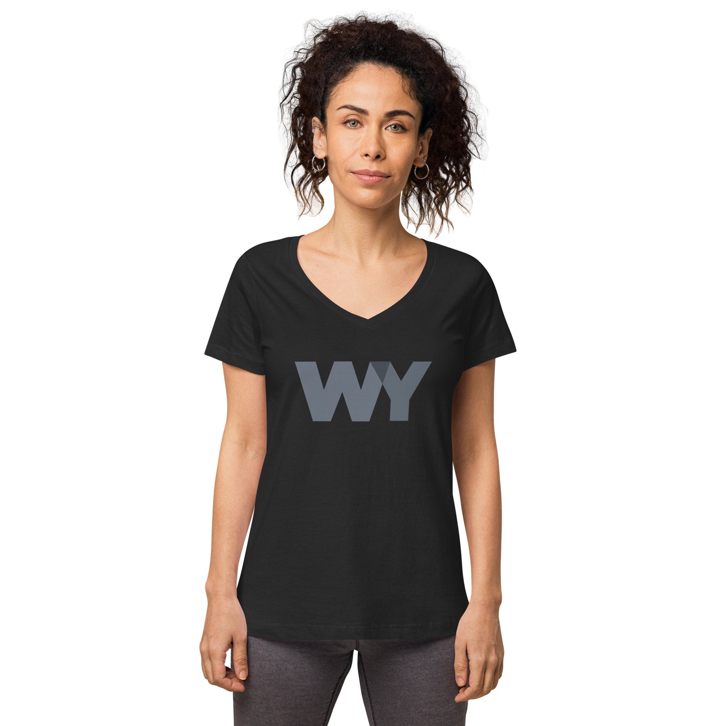 Women’s fitted v-neck t-shirt (Classic gray abv. logo)