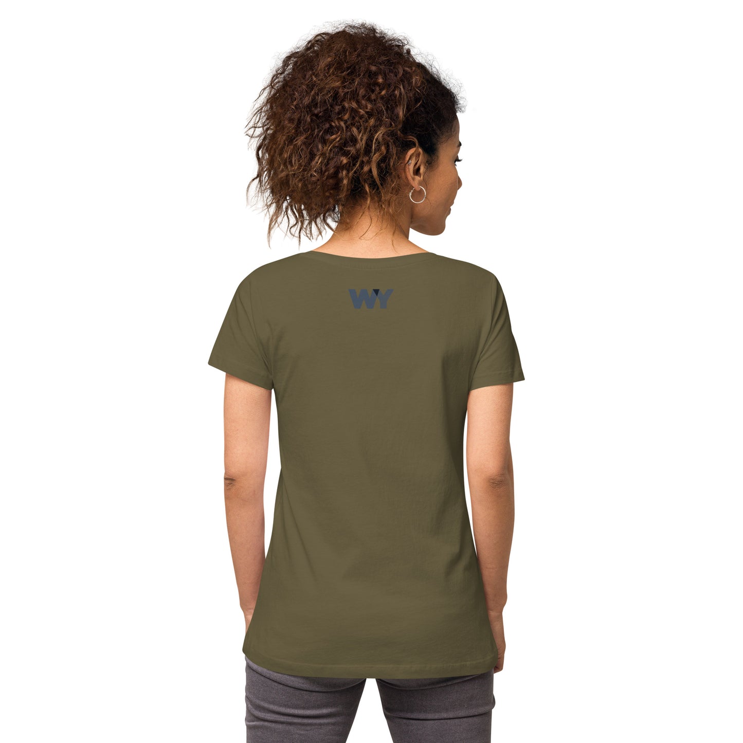 Women’s fitted v-neck t-shirt (Classic gray logo)