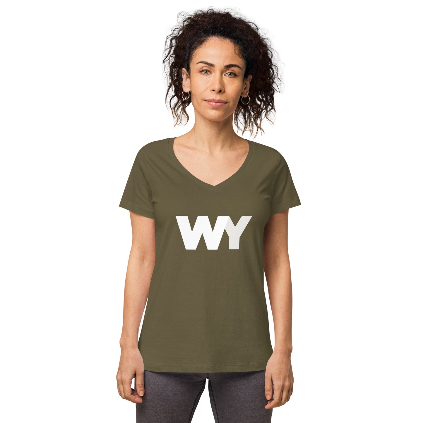 Women’s fitted v-neck t-shirt (Classic white abv. logo)