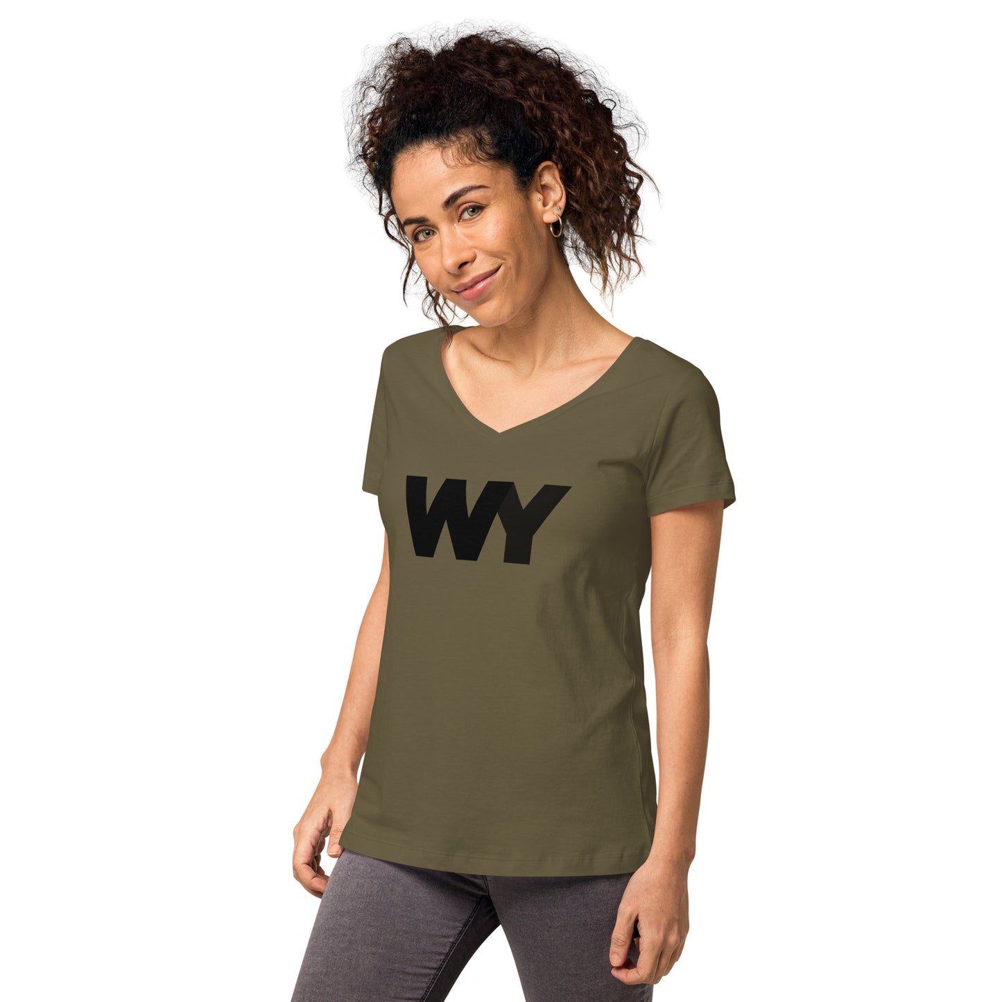 Women’s fitted v-neck t-shirt (Classic black abv. logo)