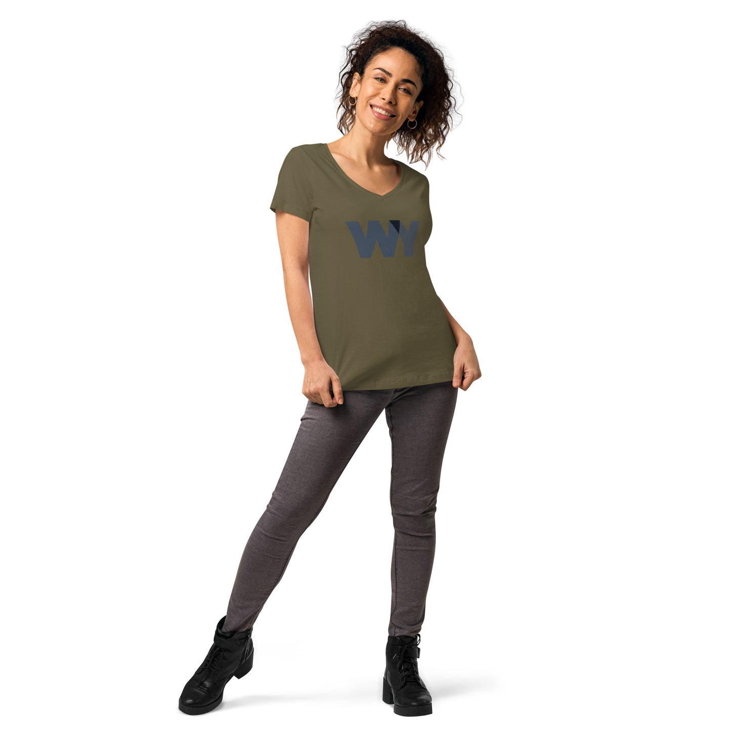 Women’s fitted v-neck t-shirt (Classic gray abv. logo)