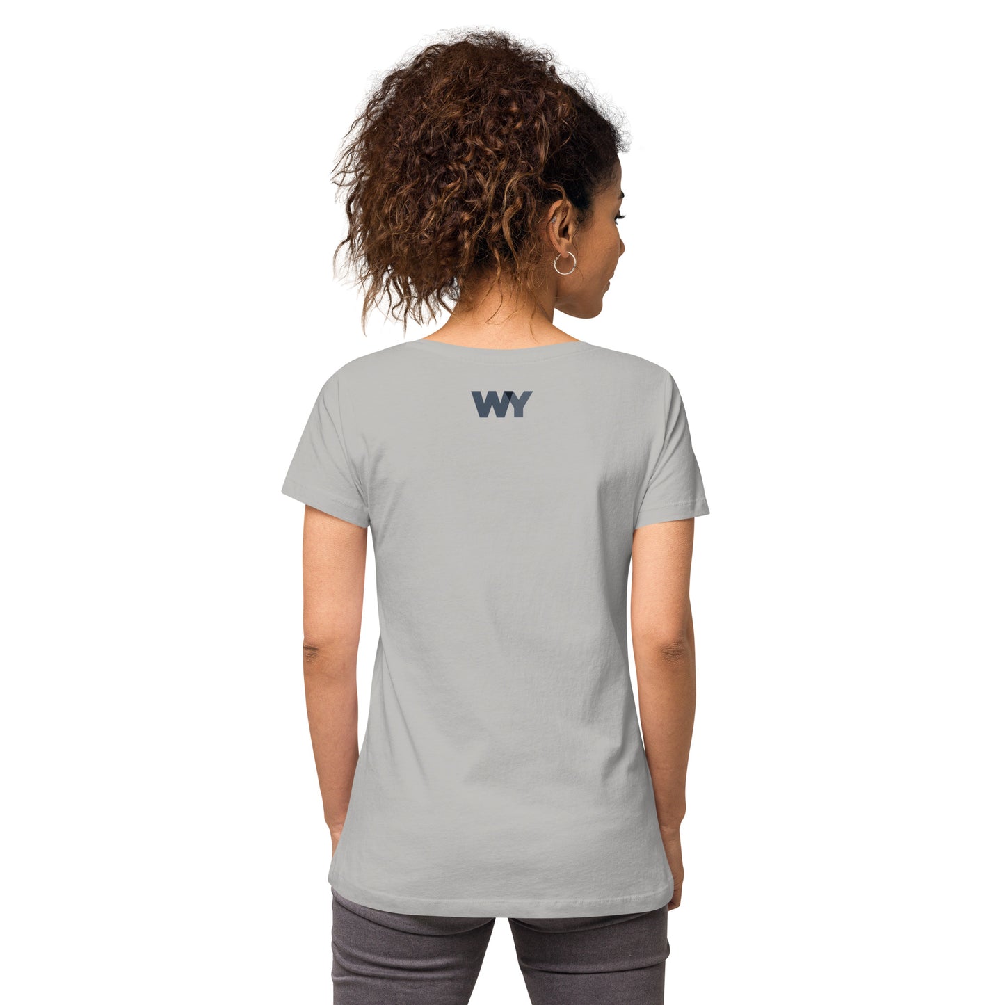 Women’s fitted v-neck t-shirt (Classic gray abv. logo)