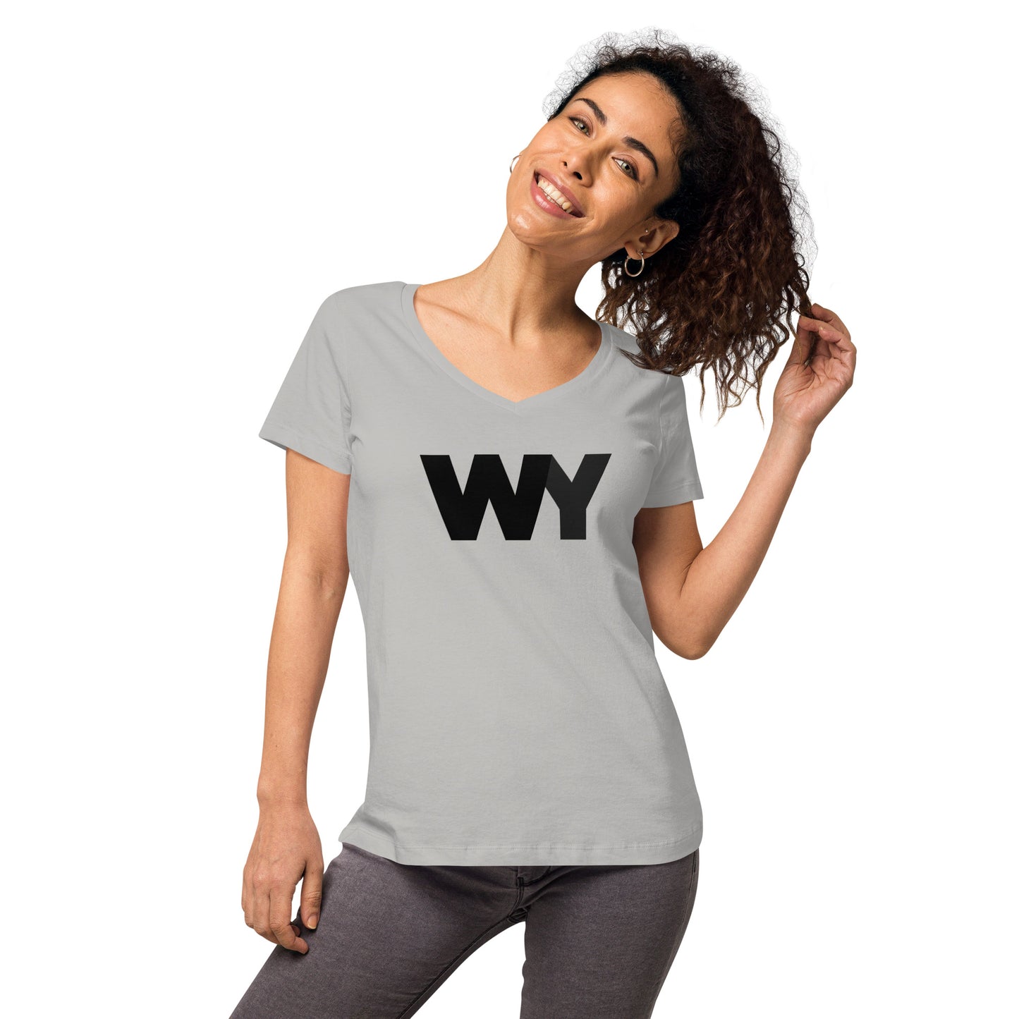 Women’s fitted v-neck t-shirt (Classic black abv. logo)