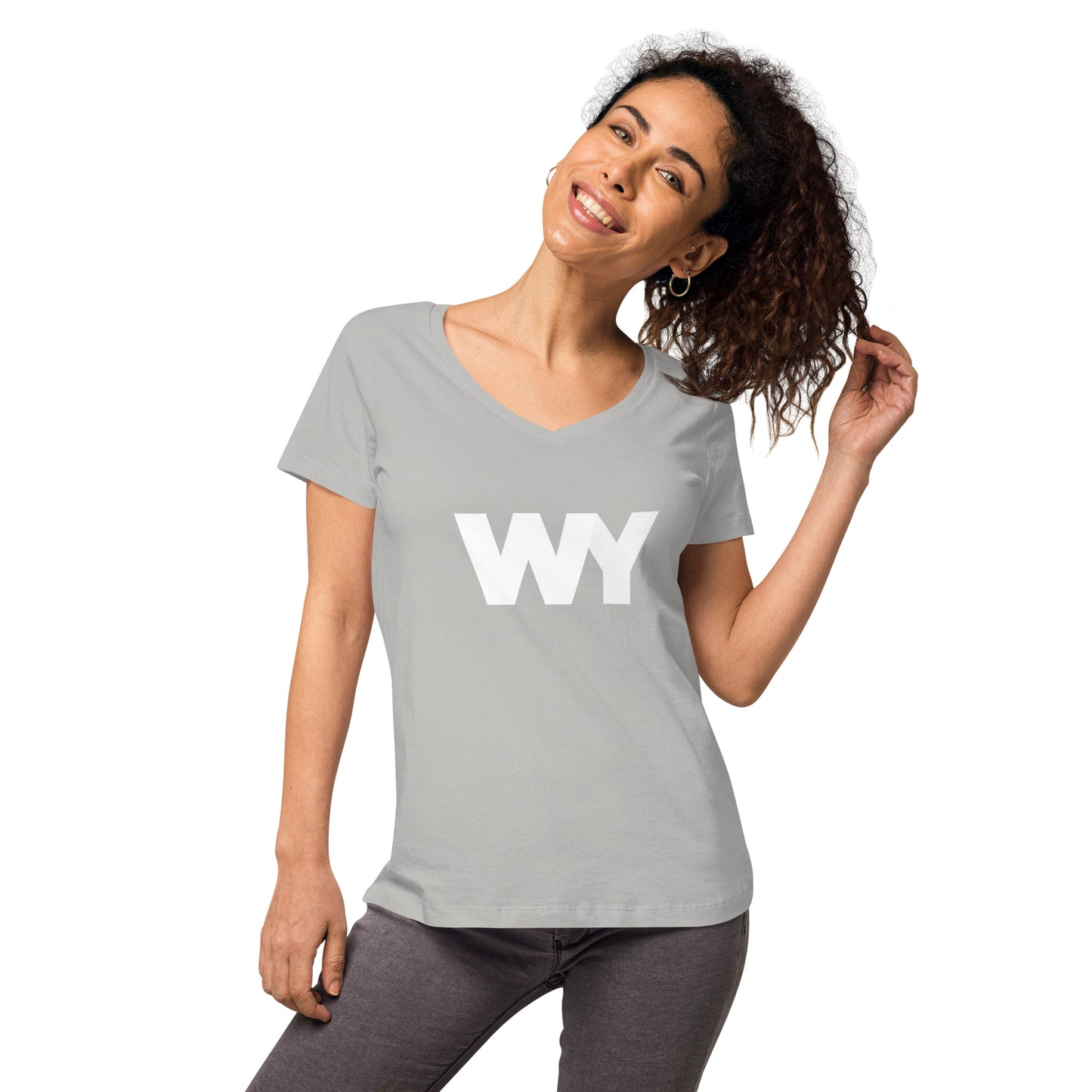 Women’s fitted v-neck t-shirt (Classic white abv. logo)