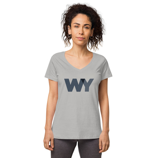 Women’s fitted v-neck t-shirt (Classic gray abv. logo)