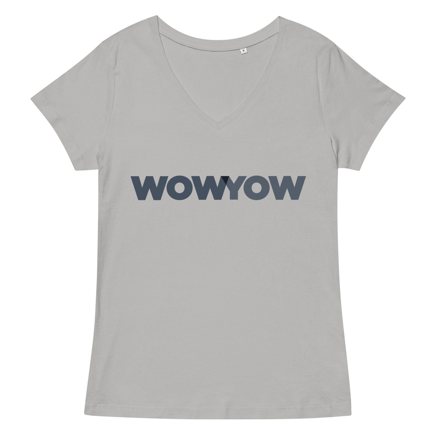 Women’s fitted v-neck t-shirt (Classic gray logo)