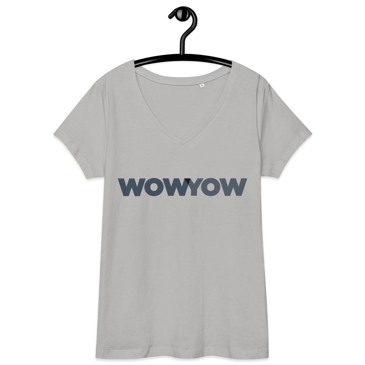 Women’s fitted v-neck t-shirt (Classic gray logo)