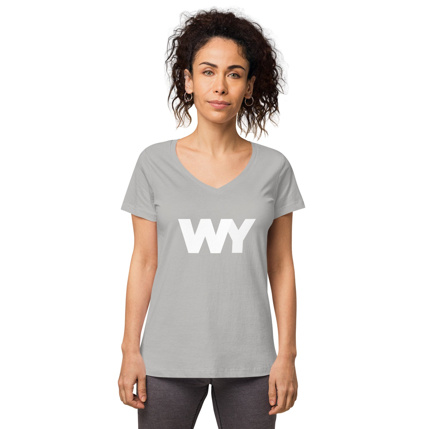 Women’s fitted v-neck t-shirt (Classic white abv. logo)