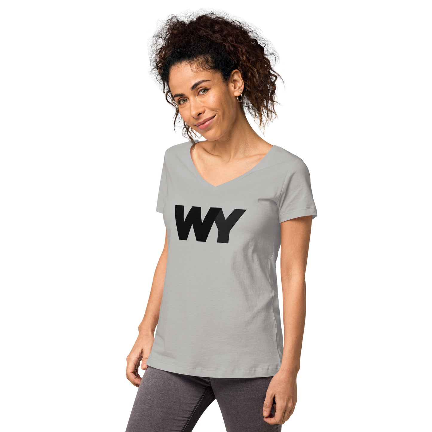 Women’s fitted v-neck t-shirt (Classic black abv. logo)