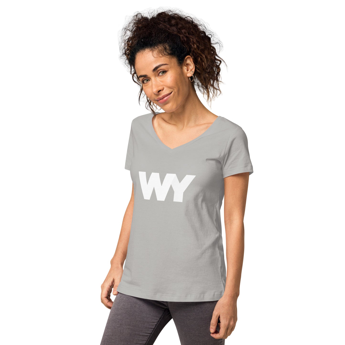 Women’s fitted v-neck t-shirt (Classic white abv. logo)