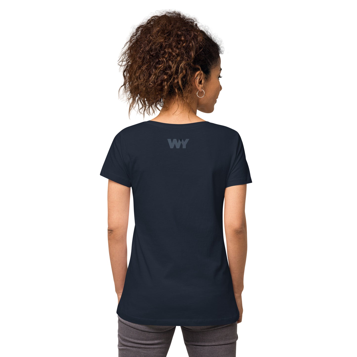 Women’s fitted v-neck t-shirt (Classic gray abv. logo)