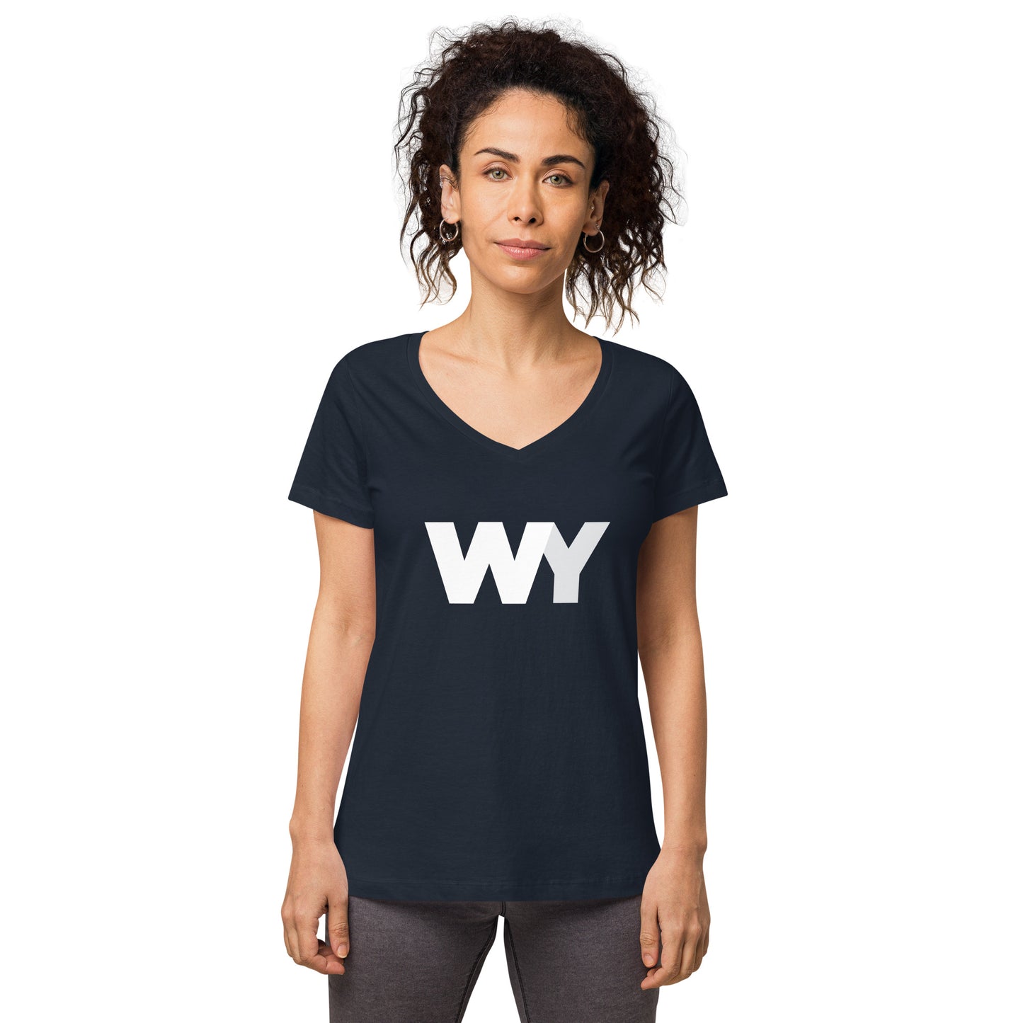 Women’s fitted v-neck t-shirt (Classic white abv. logo)