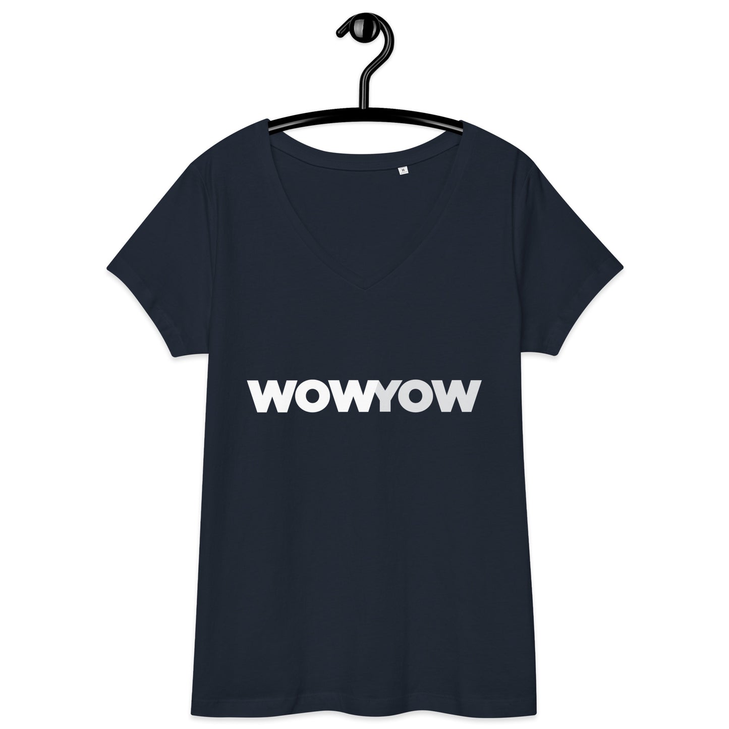 Women’s fitted v-neck t-shirt (Classic white logo)