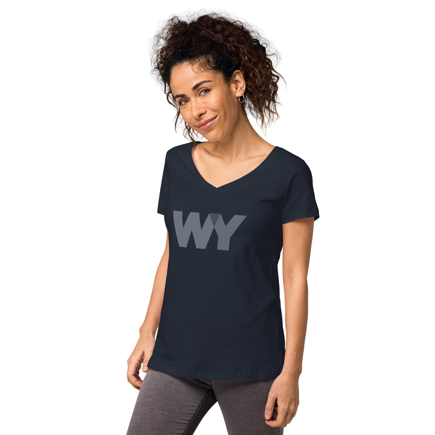 Women’s fitted v-neck t-shirt (Classic gray abv. logo)