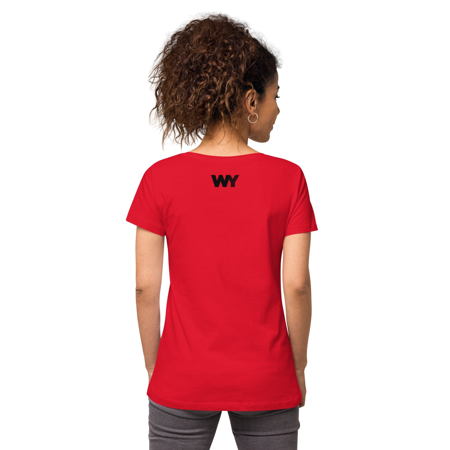 Women’s fitted v-neck t-shirt (Classic black logo)