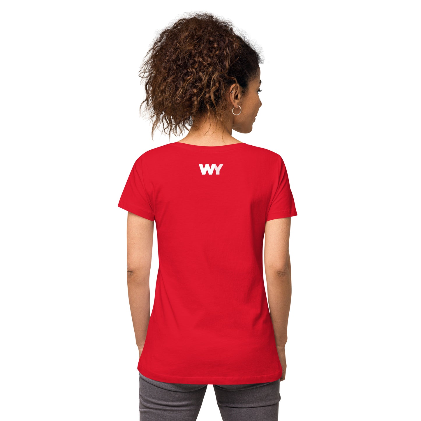 Women’s fitted v-neck t-shirt (Classic white abv. logo)