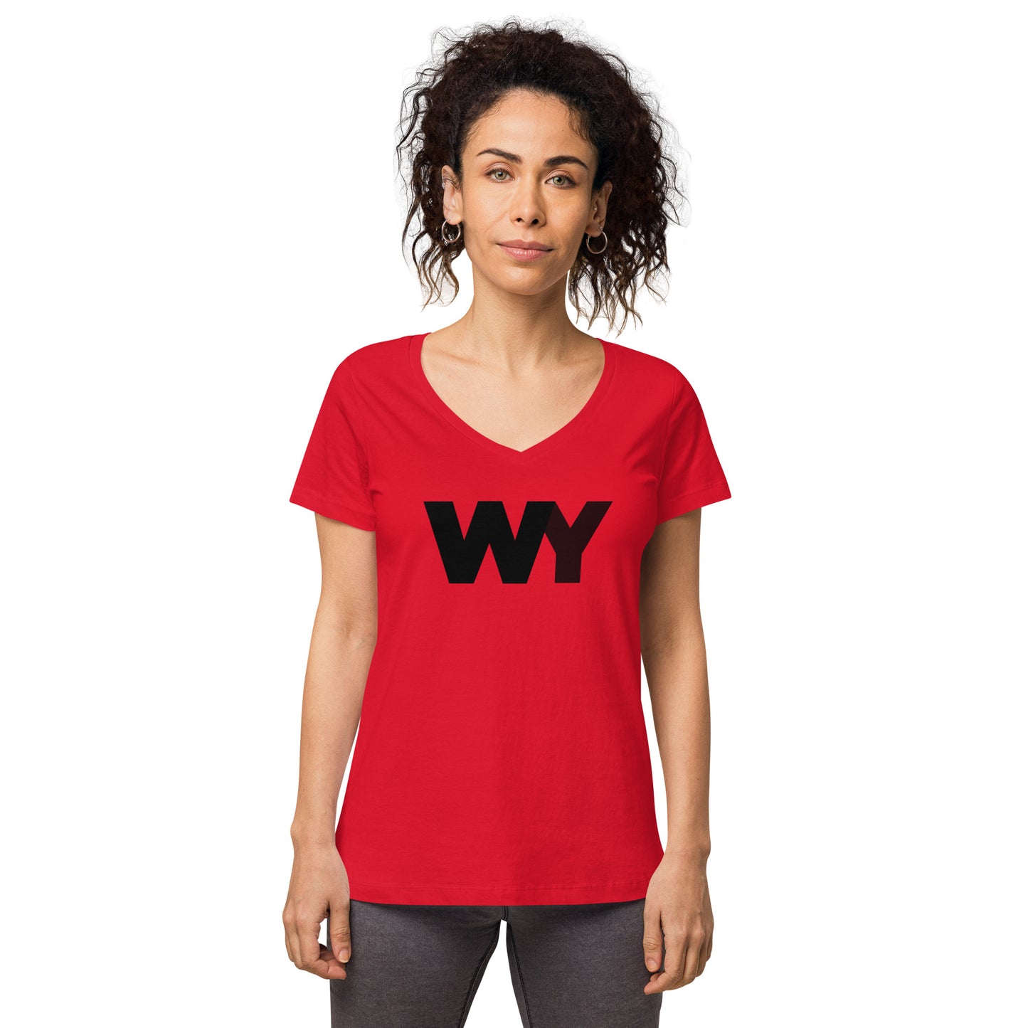 Women’s fitted v-neck t-shirt (Classic black abv. logo)