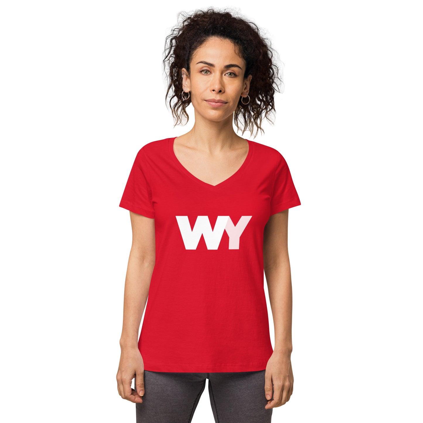 Women’s fitted v-neck t-shirt (Classic white abv. logo)