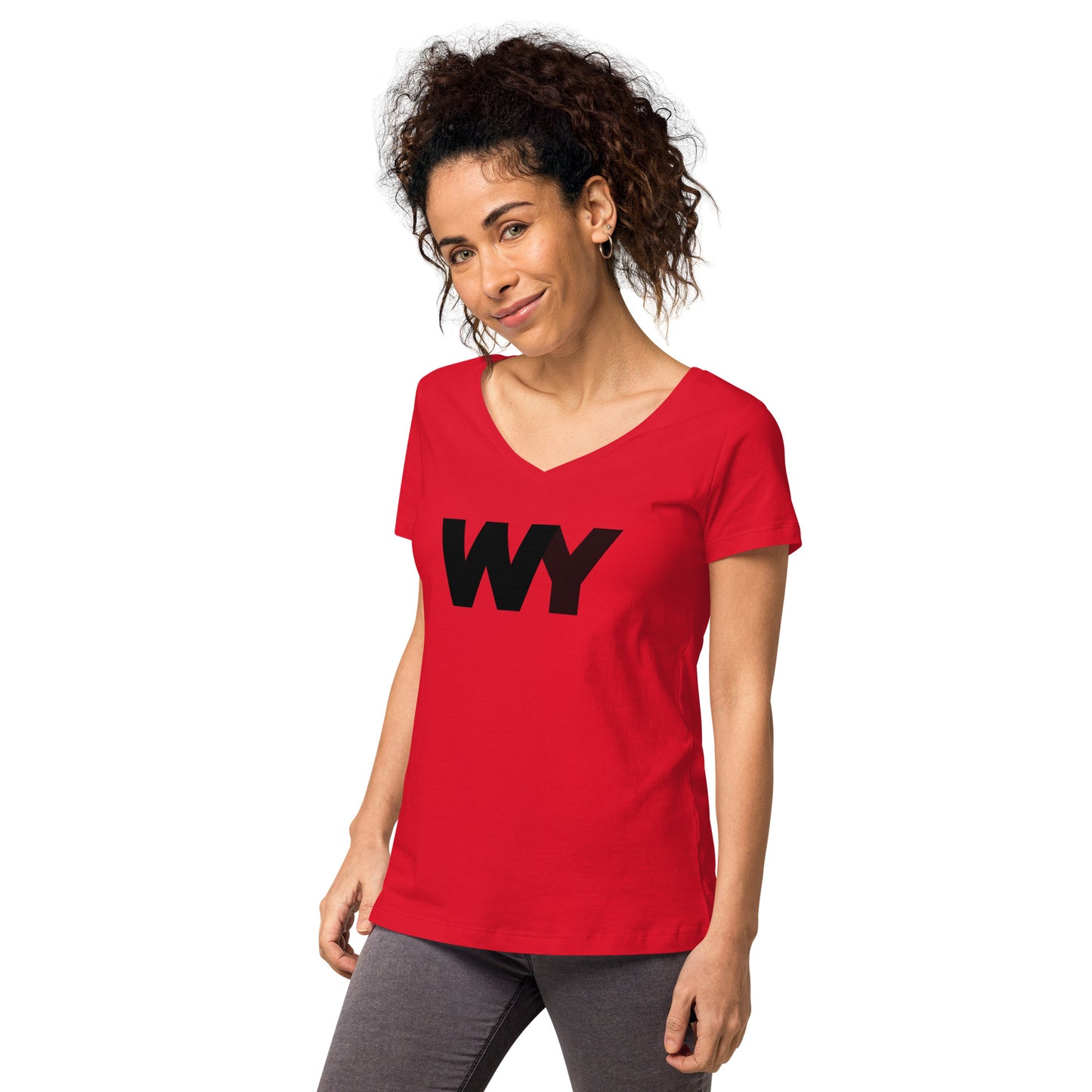 Women’s fitted v-neck t-shirt (Classic black abv. logo)