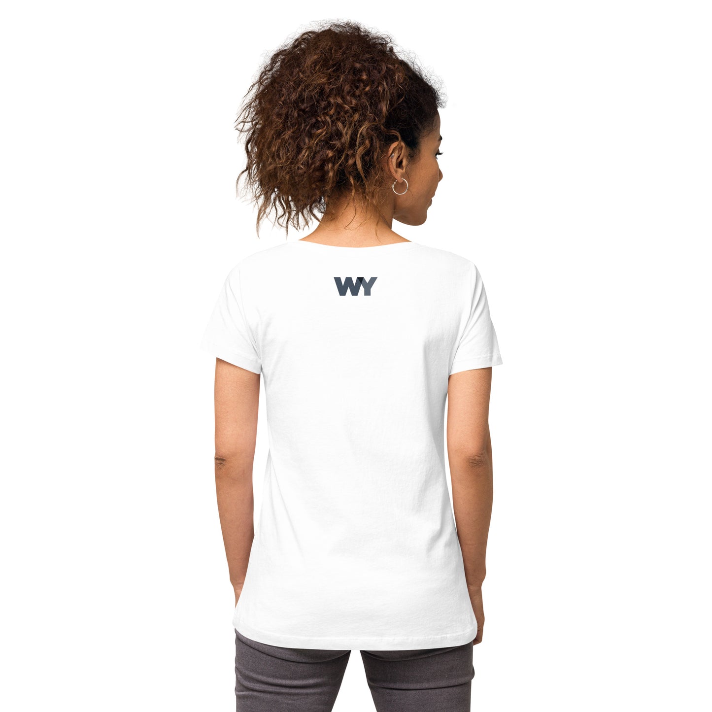 Women’s fitted v-neck t-shirt (Classic gray abv. logo)