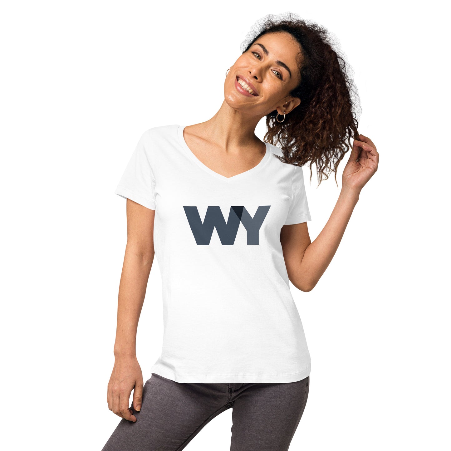 Women’s fitted v-neck t-shirt (Classic gray abv. logo)