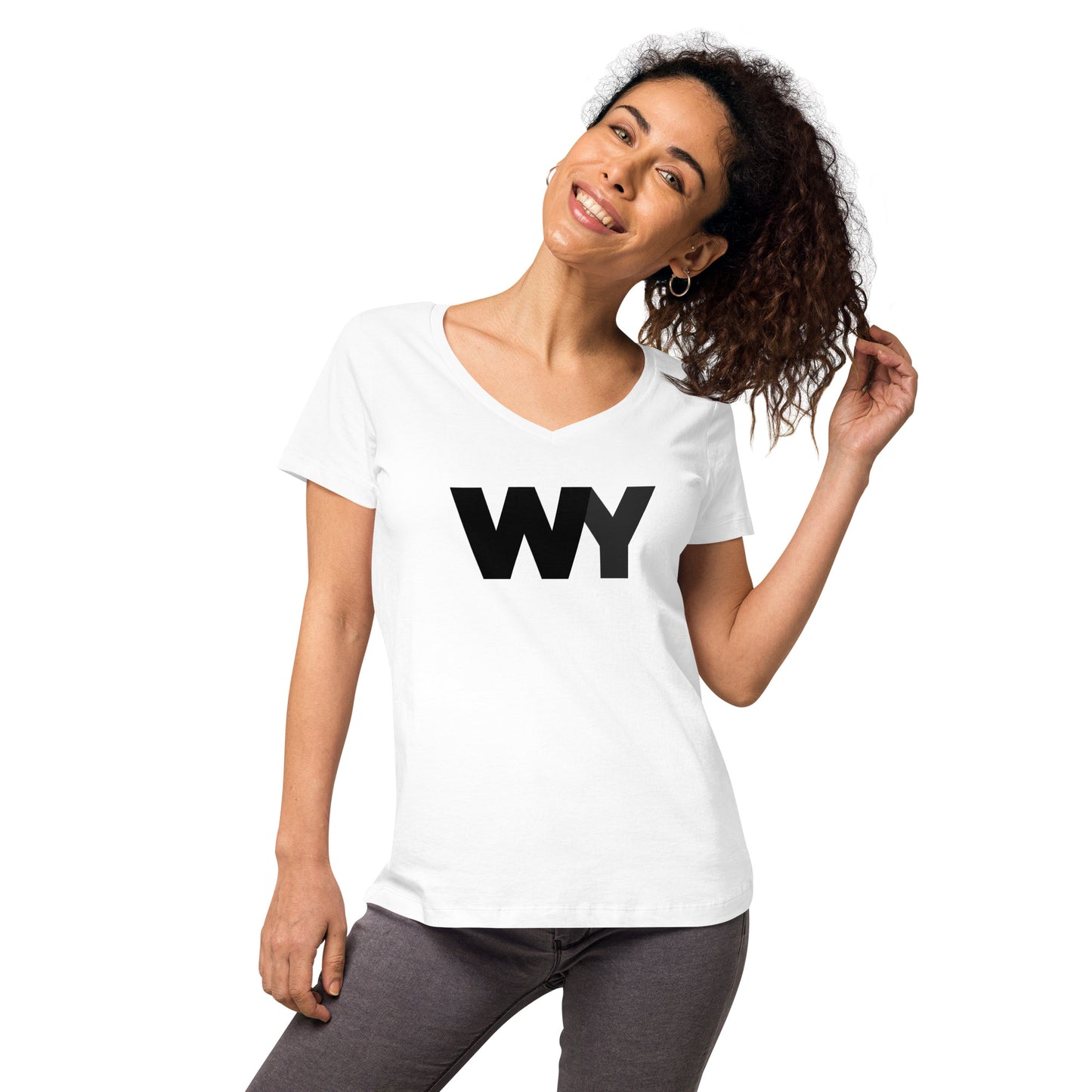 Women’s fitted v-neck t-shirt (Classic black abv. logo)