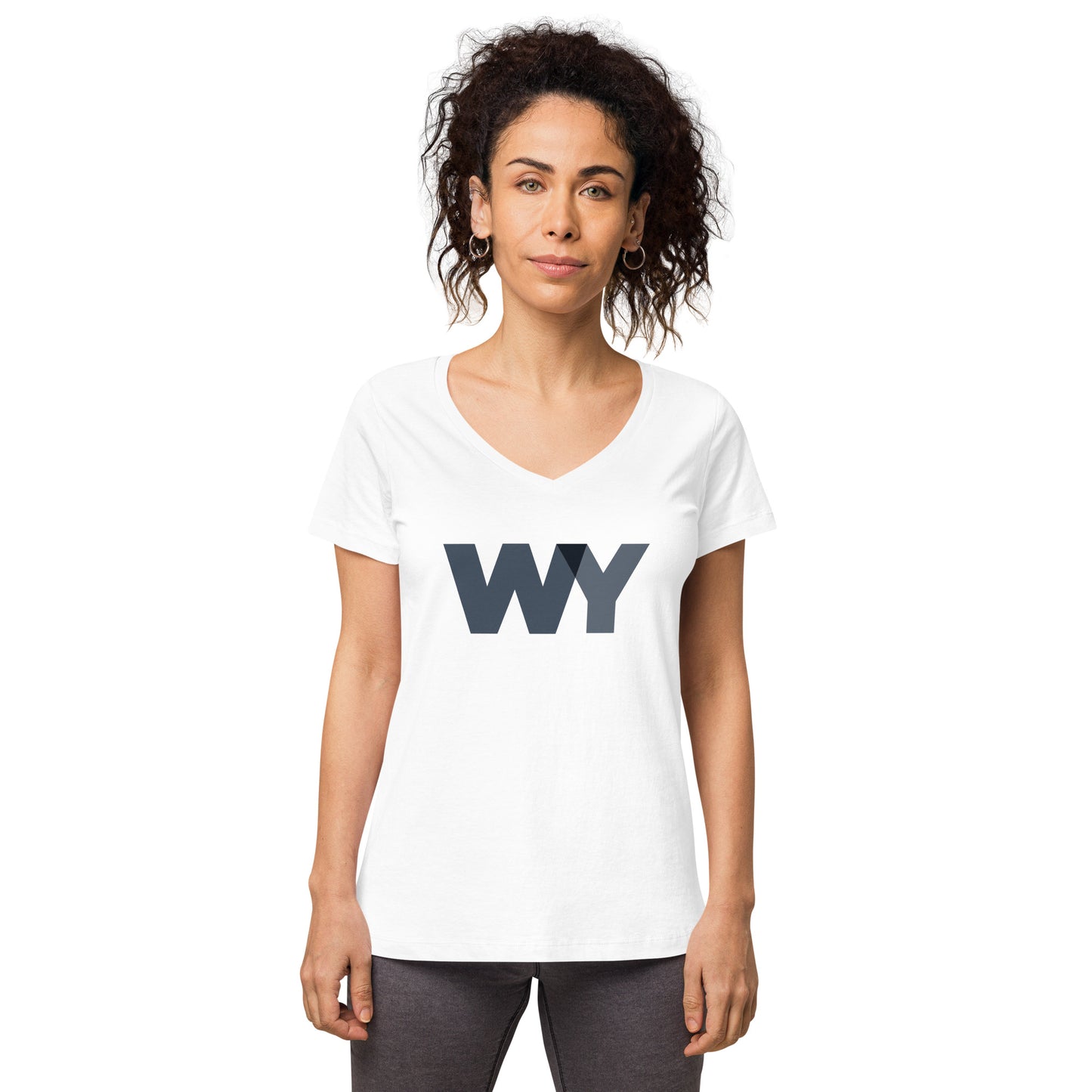 Women’s fitted v-neck t-shirt (Classic gray abv. logo)