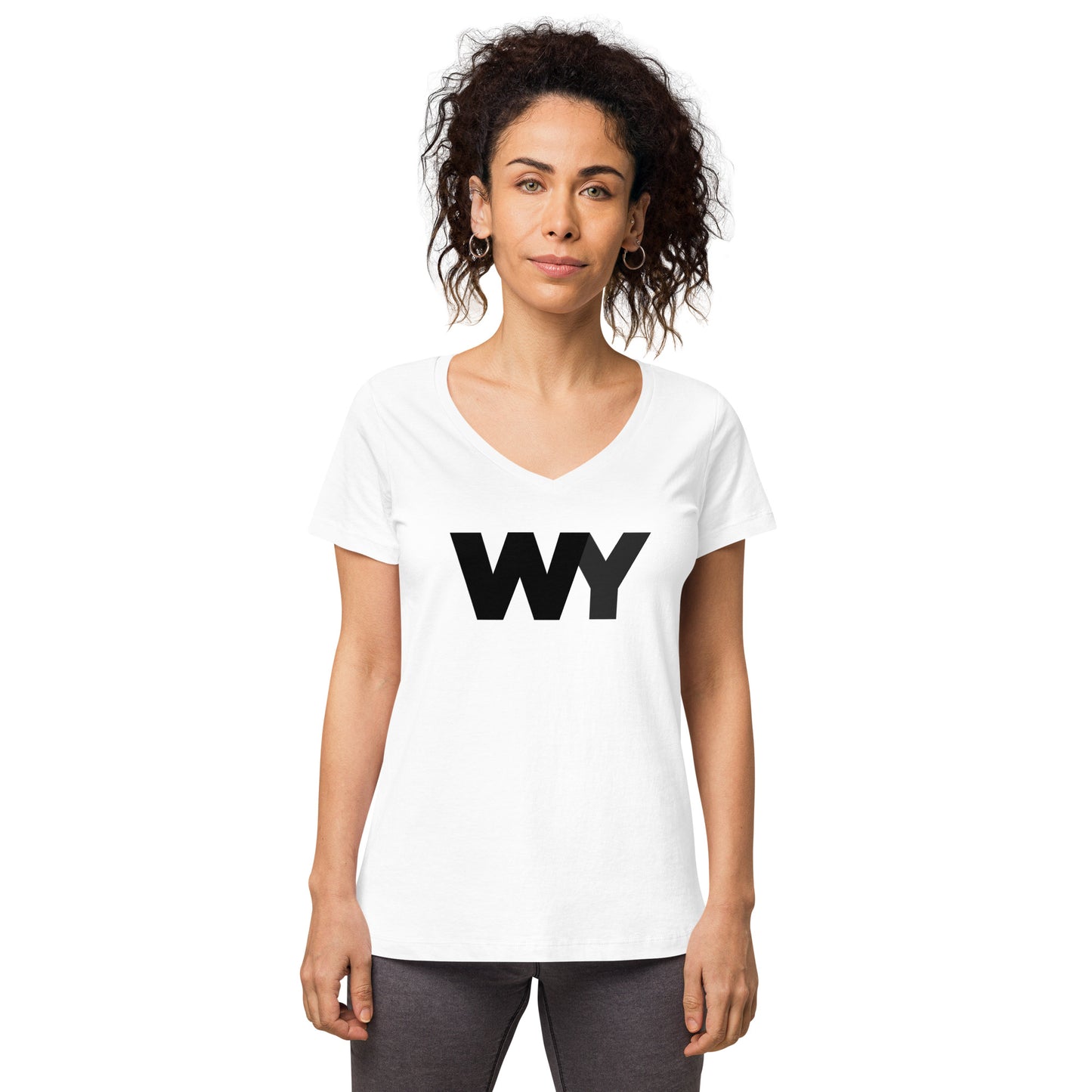 Women’s fitted v-neck t-shirt (Classic black abv. logo)