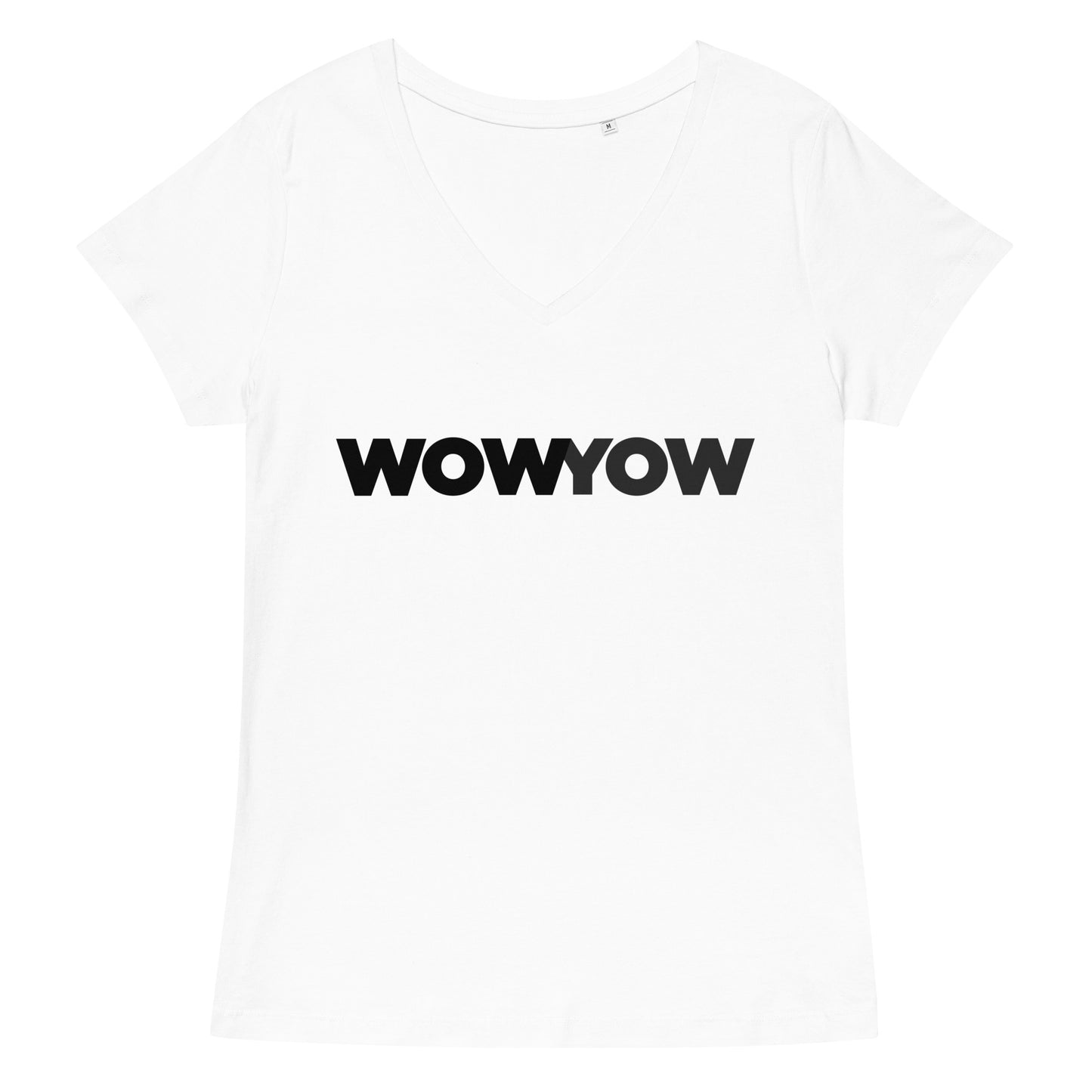 Women’s fitted v-neck t-shirt (Classic black logo)