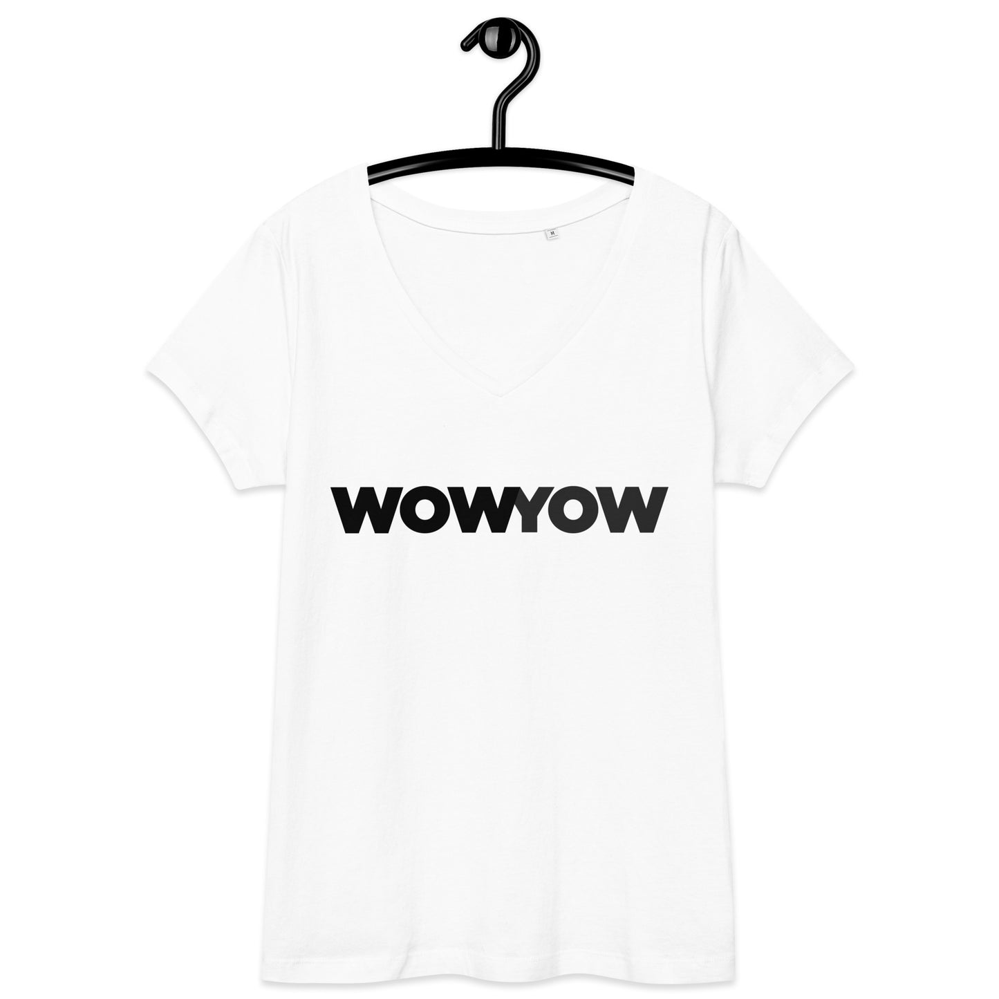 Women’s fitted v-neck t-shirt (Classic black logo)