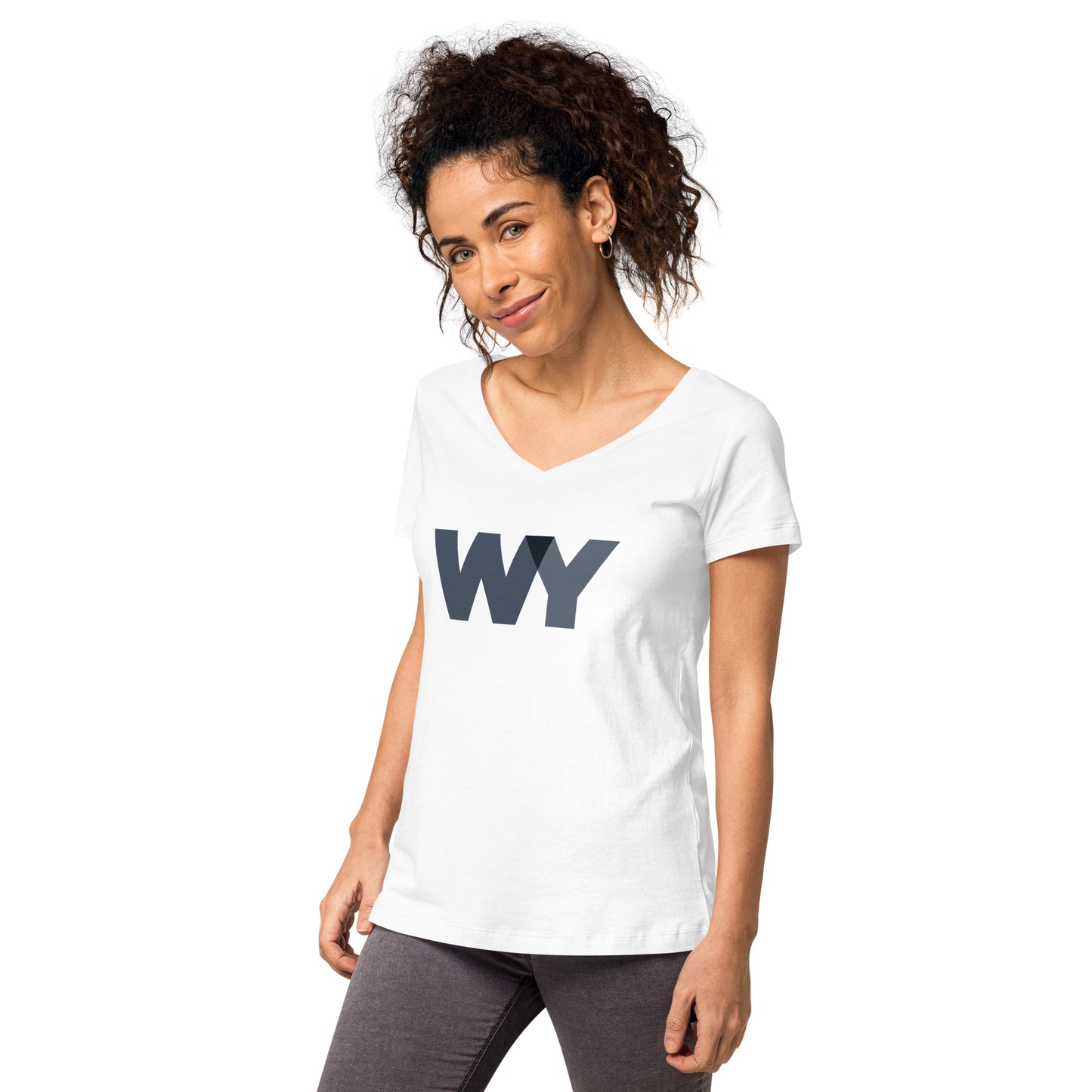 Women’s fitted v-neck t-shirt (Classic gray abv. logo)