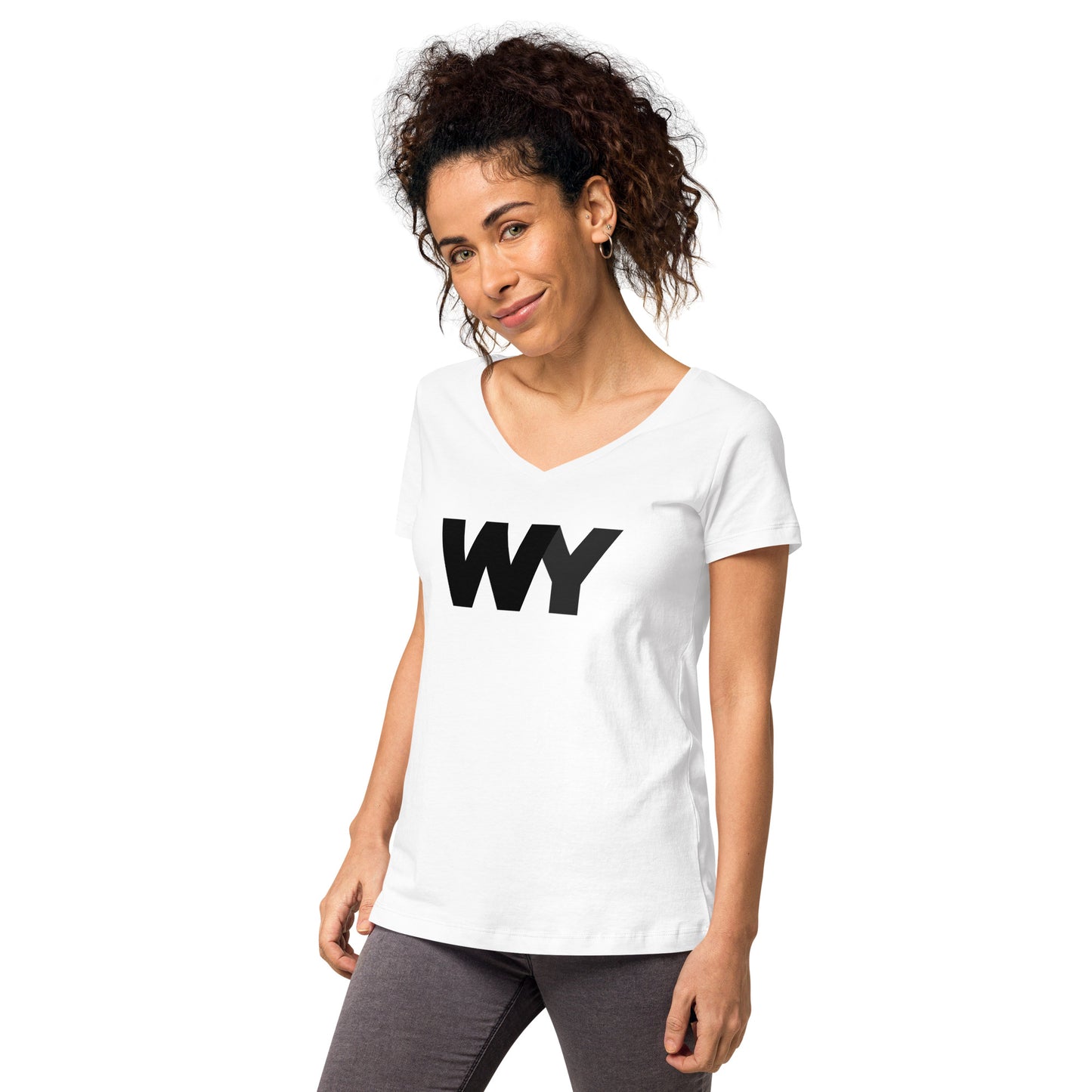 Women’s fitted v-neck t-shirt (Classic black abv. logo)