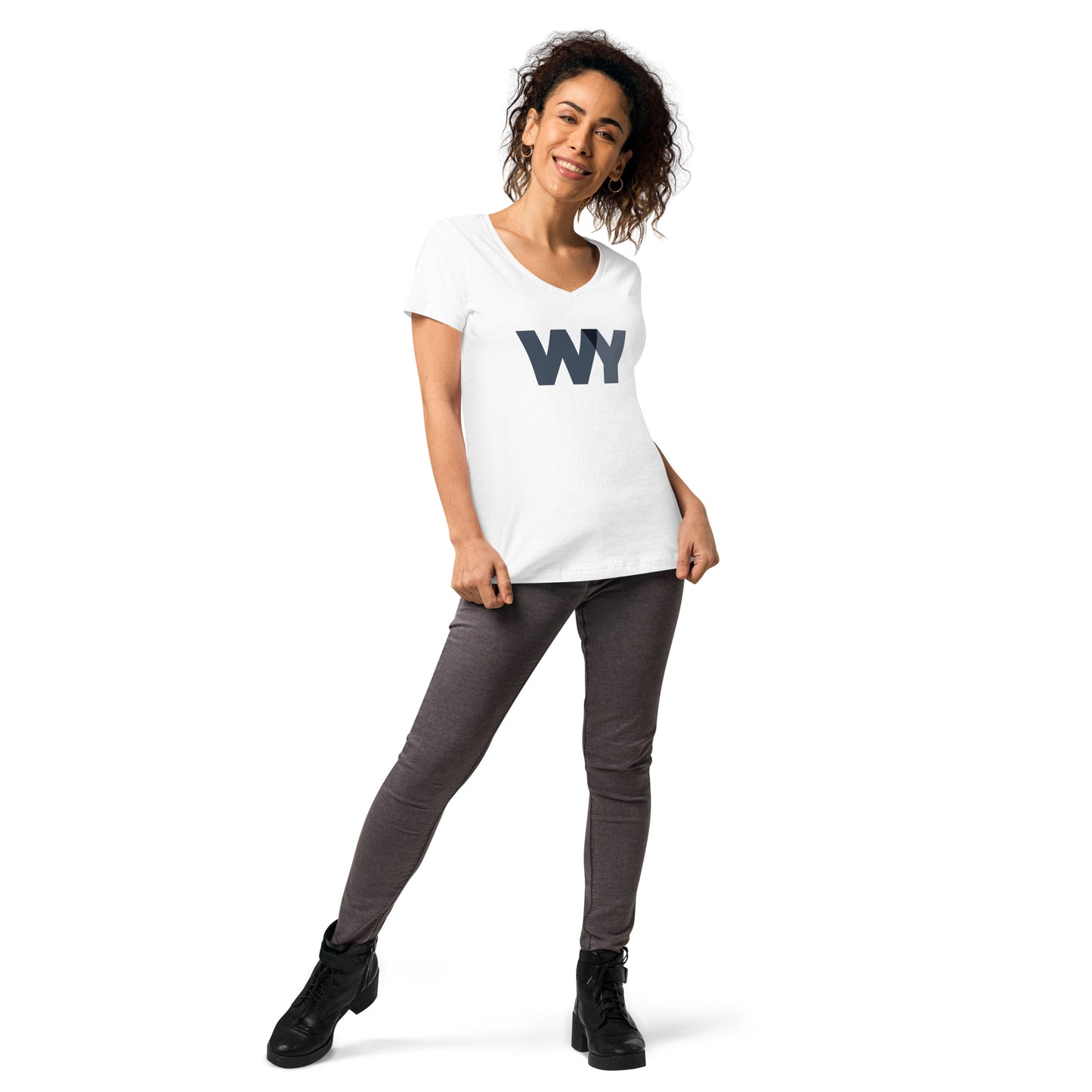 Women’s fitted v-neck t-shirt (Classic gray abv. logo)