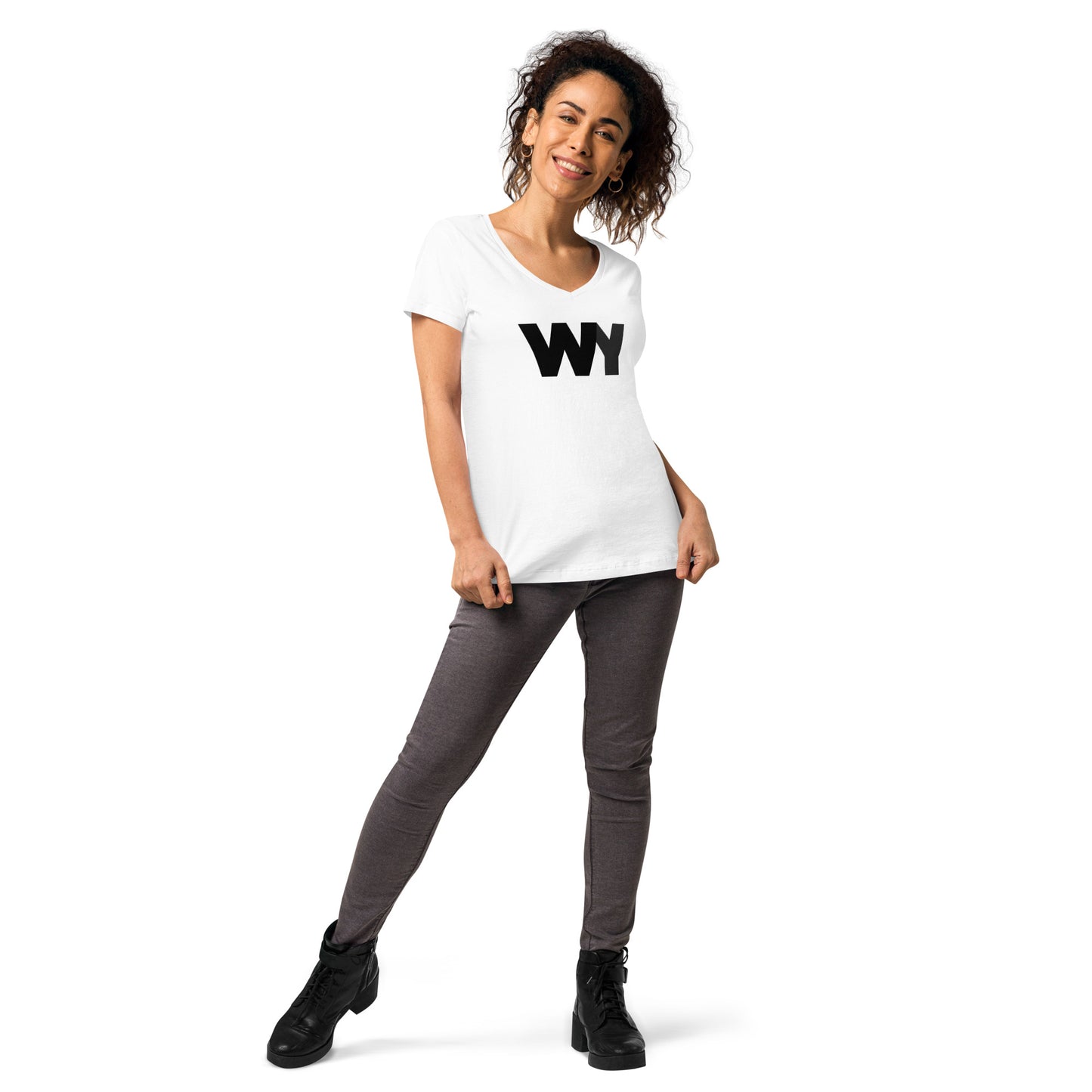 Women’s fitted v-neck t-shirt (Classic black abv. logo)